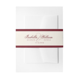Cintas Para Invitaciones Retro Calligraphy Deep Red Classic Wedding