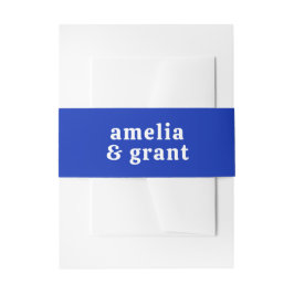 Cintas Para Invitaciones Retro Font Royal Blue Moderno Boda