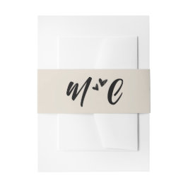 Cintas Para Invitaciones Retro Grey Hand Drawn Hearts Illustration Monogram