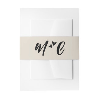 Cintas Para Invitaciones Retro Grey Hand Drawn Hearts Illustration Monogram