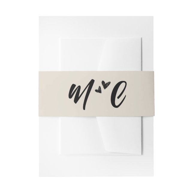 Cintas Para Invitaciones Retro Grey Hand Drawn Hearts Illustration Monogram (Anverso Ejemplo)