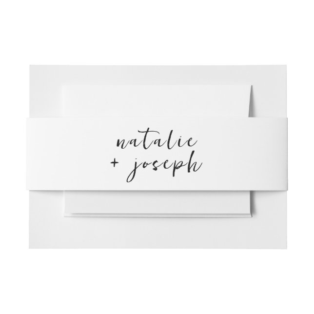 Cintas Para Invitaciones Retro Hand Written Modern Bold Calligraphy Boda (Anverso Ejemplo)