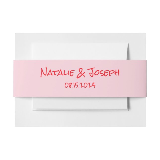 Cintas Para Invitaciones Retro Pink Red Hand Written Modern Funky Wedding (Anverso Ejemplo)