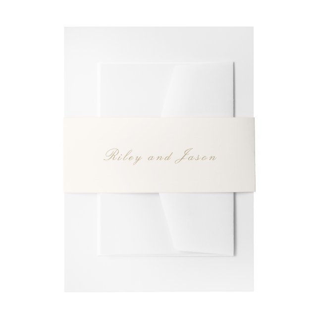 Cintas Para Invitaciones Riley Ivory y Gold Elegant Wedding (Anverso Ejemplo)