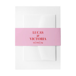 Cintas Para Invitaciones Rojo brillante en el boda rosa suave