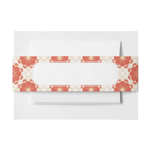 Cintas Para Invitaciones Rojo y modelo floral del cordón del oro