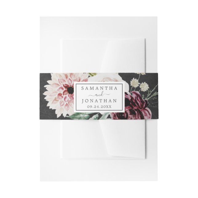 Cintas Para Invitaciones Romance floral | Boda gris (Anverso Ejemplo)