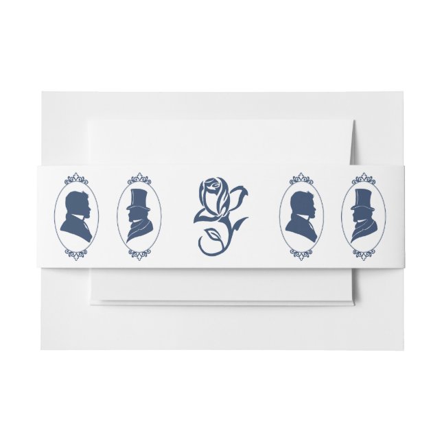 Cintas Para Invitaciones Romantic Blue Regency Gay Botanical Silhouette  (Anverso Ejemplo)