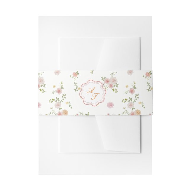 Cintas Para Invitaciones Romantic Floral Wedding Invitation Belly Band (Anverso Ejemplo)