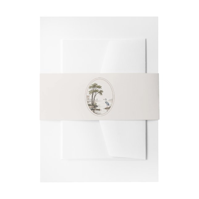 Cintas Para Invitaciones Romantic French Heron Oval Frame Wedding (Anverso Ejemplo)
