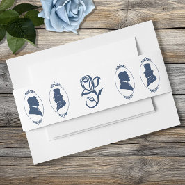 Cintas Para Invitaciones Romántico Azul Regencia Gay Silueta Botánica