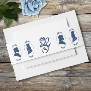 Cintas Para Invitaciones Romántico Azul Regencia Gay Silueta Botánica