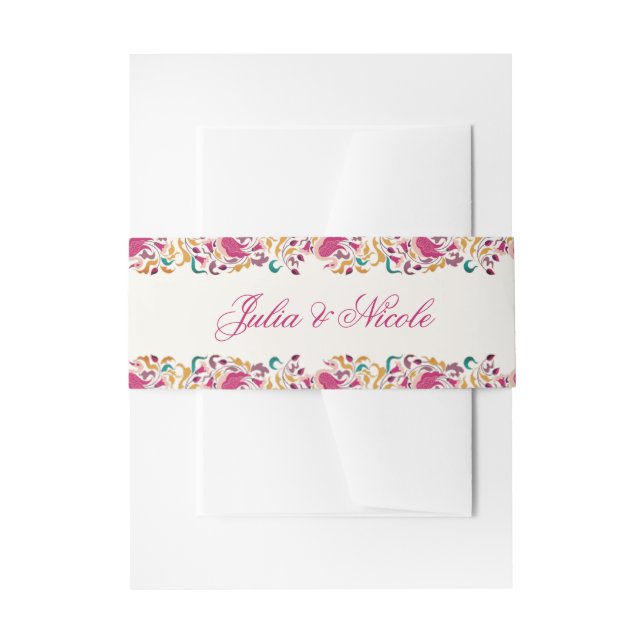 Cintas Para Invitaciones Romántico Boda de marco floral de Pearl Swan (Anverso Ejemplo)