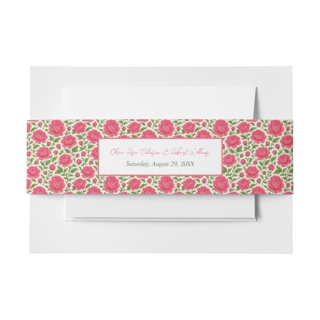 Cintas Para Invitaciones Romántico En Bloom Boda Floral Rosa (Anverso Ejemplo)