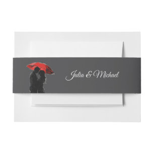 Cintas Para Invitaciones Romántico parisino Red Umbrella Love Silhouette