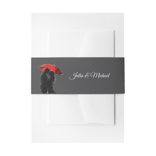 Cintas Para Invitaciones Romántico parisino Red Umbrella Love Silhouette