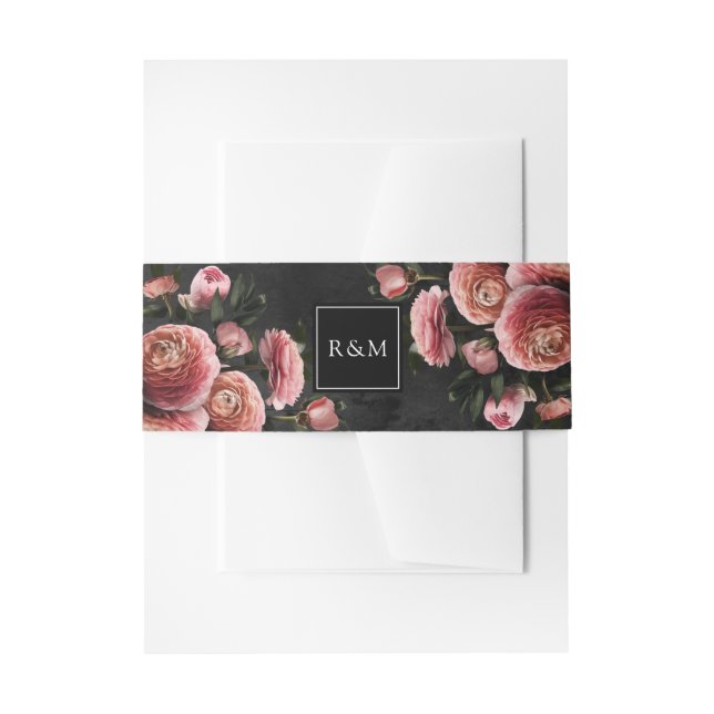 Cintas Para Invitaciones Romántico y Moody Pink Bouquet (Anverso Ejemplo)