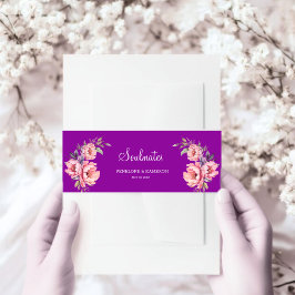 Cintas Para Invitaciones Rosa acuático y Boda floral peony