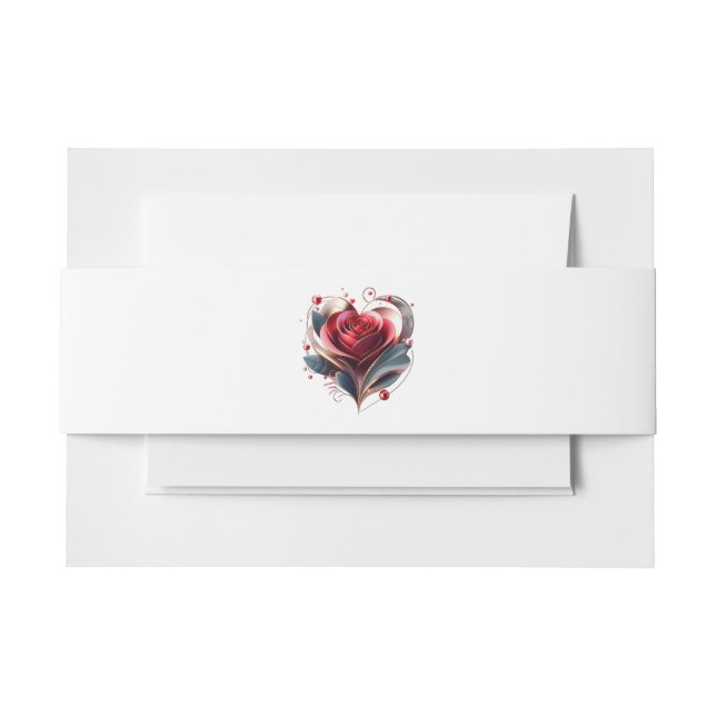 Cintas Para Invitaciones Rosa-Boda con forma de corazón moderno- (Anverso Ejemplo)