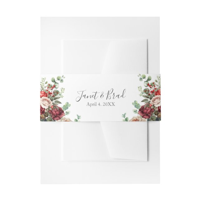 Cintas Para Invitaciones Rosa Boda de Eucaliptos Florales (Anverso Ejemplo)