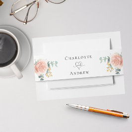 Cintas Para Invitaciones Rosa boda de la vegetación de eucalipto floral de 