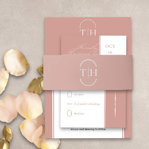 Cintas Para Invitaciones Rosa Boda de oro de Iniciales Monogramadas
