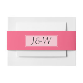 Cintas Para Invitaciones Rosa con banda Belly Boda de monogramos
