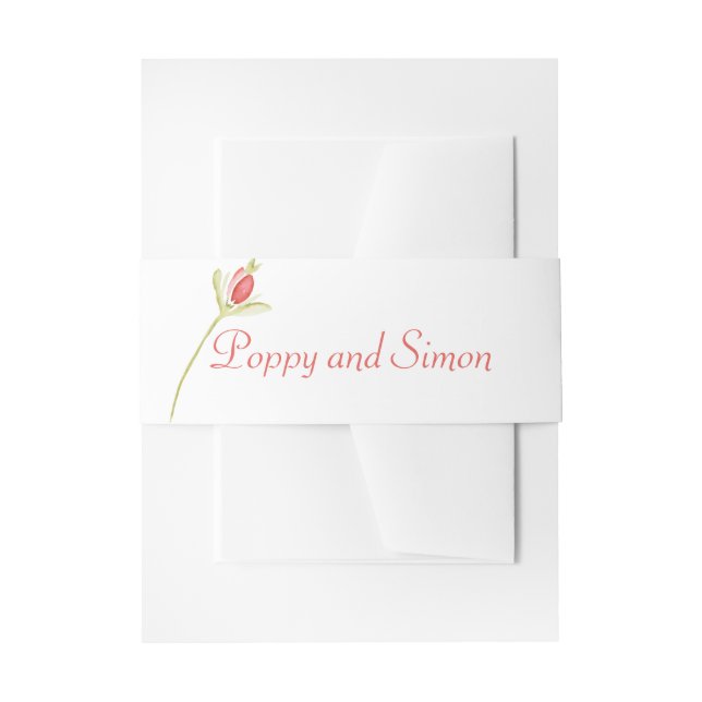 Cintas Para Invitaciones Rosa de acuarela Boda de bud (Anverso Ejemplo)