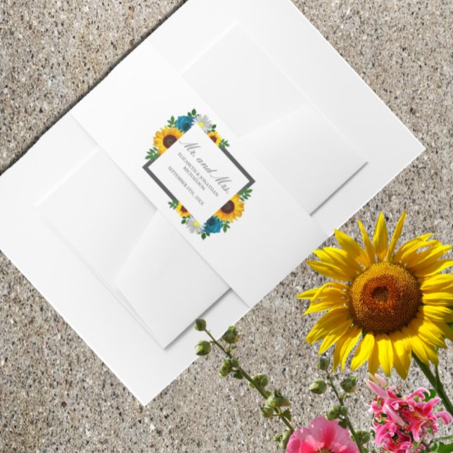 Cintas Para Invitaciones Rosa de girasol Daisy Floral Boda (Subido por el creador)