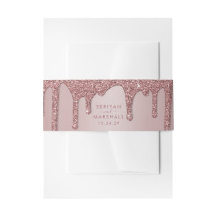 Cintas Para Invitaciones Rosa de lujo Gold Sparkle Purpurinas Drips Boda