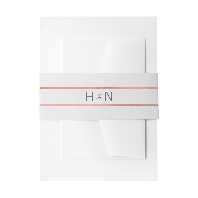 Cintas Para Invitaciones Rosa de Relieve metalizado dorado Gris monograma p (Anverso Ejemplo)