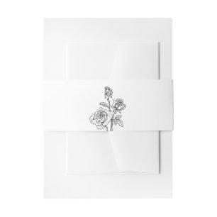 Cintas Para Invitaciones Rosa floral Flor Boda blanco negro ventilado