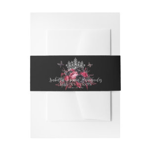 Cintas Para Invitaciones Rosa gótico, rojo y negro quinceañera
