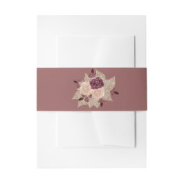Cintas Para Invitaciones Rosa Oro y Borgoña Elegante Purpurinoso Floral