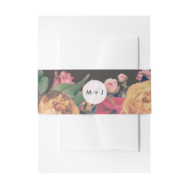 Cintas Para Invitaciones Rosa oscuro Boda de la fiesta botánica (Anverso Ejemplo)