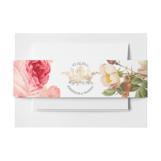 Cintas Para Invitaciones Rosa PixDezines Jardín/Corona de Oro Faux