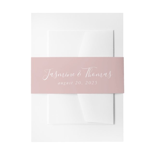Cintas Para Invitaciones Rosa Polvo Rosa | Boda (Anverso Ejemplo)