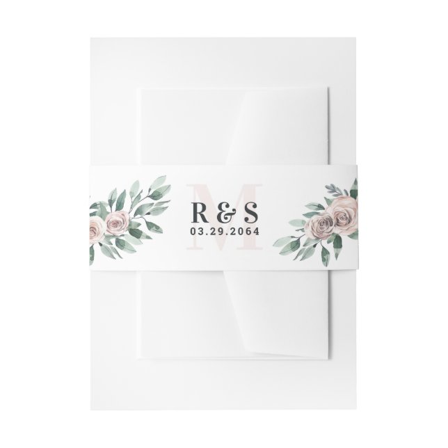 Cintas Para Invitaciones Rosa Polvoriento Boda Floral Rosa Mauve Boho (Anverso Ejemplo)