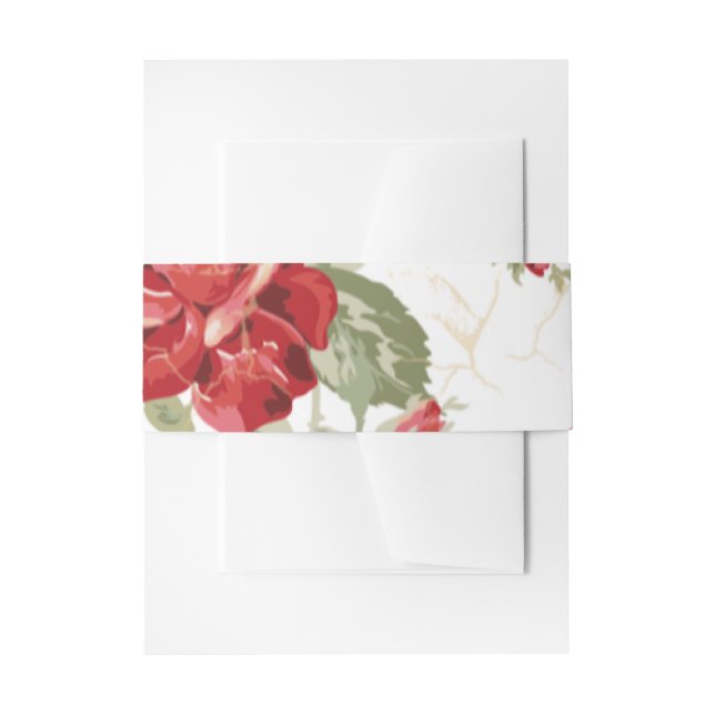 Cintas Para Invitaciones Rosa roja con impresión de fondo blanco (Anverso Ejemplo)