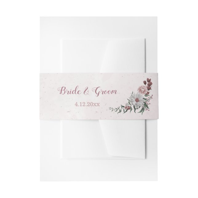Cintas Para Invitaciones rosa romántico rosa, blanco y canela boda (Anverso Ejemplo)