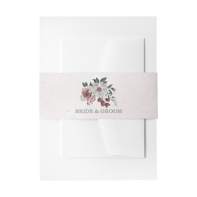 Cintas Para Invitaciones rosa romántico rosa, blanco y canela boda (Anverso Ejemplo)