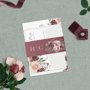 Cintas Para Invitaciones Rosa Rubor y Peony clásico de Borgoña