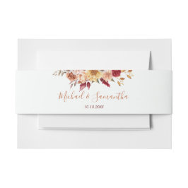 Cintas Para Invitaciones Rosa Rústica y Crisantemo Boda de Otoño