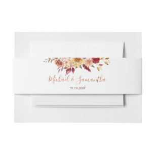 Cintas Para Invitaciones Rosa Rústica y Crisantemo Boda de Otoño