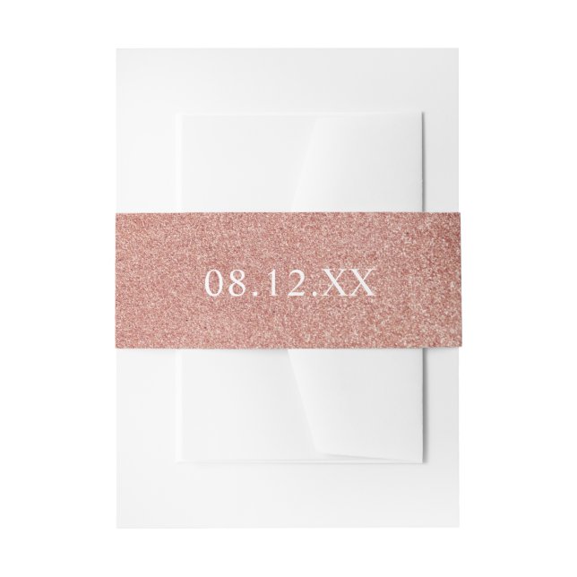 Cintas Para Invitaciones Rosa simple Faux Purpurina Glam Date Boda (Anverso Ejemplo)