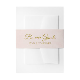 Cintas Para Invitaciones Rosa Sonrojo y Dorado Personalizado
