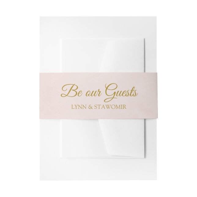Cintas Para Invitaciones Rosa y dorado personalizados (Anverso Ejemplo)
