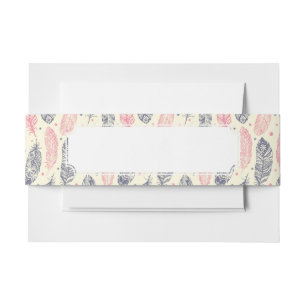 Cintas Para Invitaciones Rosa y modelo étnico púrpura de la pluma