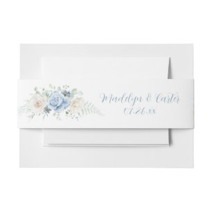 Cintas Para Invitaciones Rosas Azules, Banda Vientre Floral Hortensia