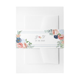 Cintas Para Invitaciones Rosas azules y Rubor